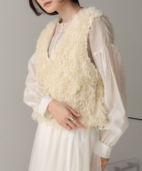 Bab（バブ）の「フリンジ2WAYベスト（ベスト・レディース・アイボリー/ブラック・FREE）」の9枚目の写真