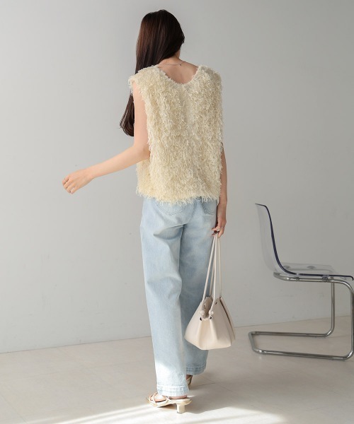 Bab（バブ）の「フリンジ2WAYベスト（ベスト・レディース・アイボリー/ブラック・FREE）」の11枚目の写真