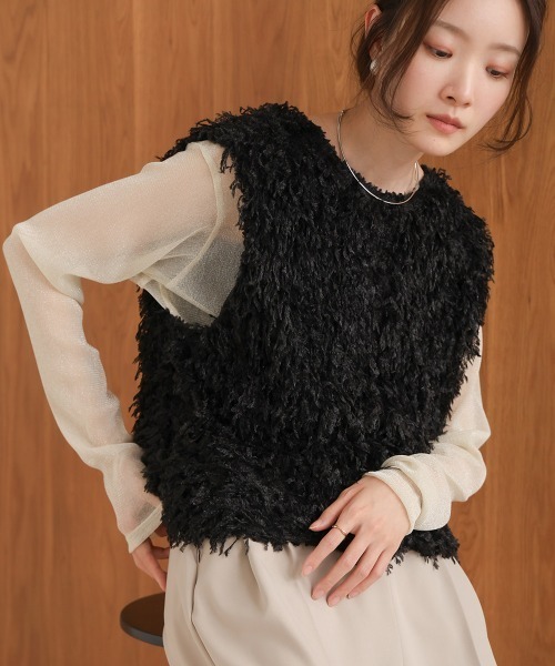 Bab（バブ）の「フリンジ2WAYベスト（ベスト・レディース・アイボリー/ブラック・FREE）」の19枚目の写真