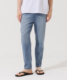 軽量サマーデニム ウエストゴムテーパードパンツ