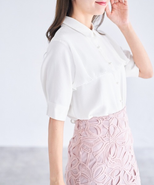 tocco closet（トッコ　クローゼット）の「【ZOZO限定】シフォンプリーツブラウス（シャツ/ブラウス・レディース・オフホワイト/ブラック/オレンジ・M）」の15枚目の写真