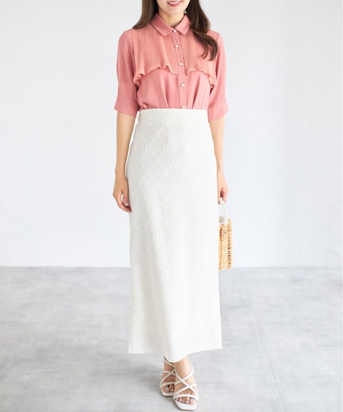 tocco closet（トッコ　クローゼット）の「【ZOZO限定】シフォンプリーツブラウス（シャツ/ブラウス・レディース・オフホワイト/ブラック/オレンジ・M）」の4枚目の写真