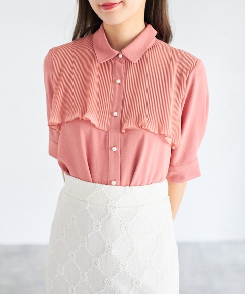 tocco closet（トッコ　クローゼット）の「【ZOZO限定】シフォンプリーツブラウス（シャツ/ブラウス・レディース・オフホワイト/ブラック/オレンジ・M）」の6枚目の写真