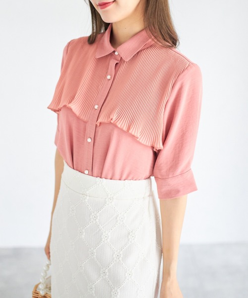 tocco closet（トッコ　クローゼット）の「【ZOZO限定】シフォンプリーツブラウス（シャツ/ブラウス・レディース・オフホワイト/ブラック/オレンジ・M）」の7枚目の写真
