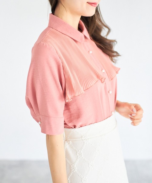 tocco closet（トッコ　クローゼット）の「【ZOZO限定】シフォンプリーツブラウス（シャツ/ブラウス・レディース・オフホワイト/ブラック/オレンジ・M）」の8枚目の写真