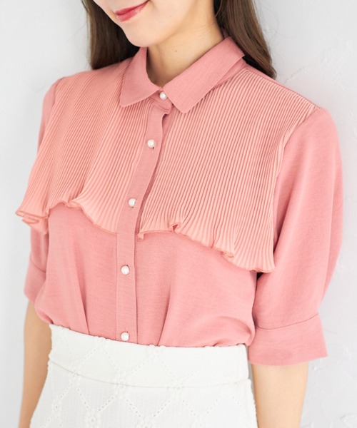 tocco closet（トッコ　クローゼット）の「【ZOZO限定】シフォンプリーツブラウス（シャツ/ブラウス・レディース・オフホワイト/ブラック/オレンジ・M）」の5枚目の写真