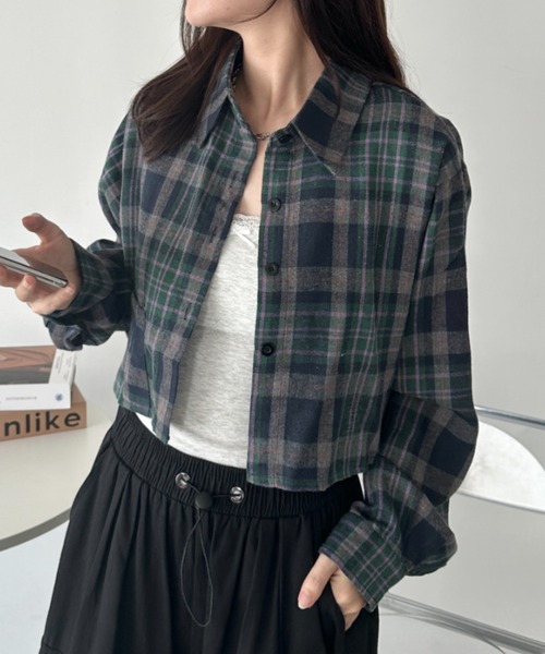 セール】ショート丈チェックシャツ（シャツ/ブラウス）｜CLEA（クレア