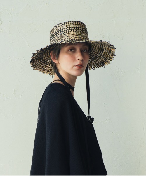 ORIENT MILLINERY（オリエント ミリナリー）の「MIXA【ﾐｸｻ】ラティス編みフリンジカノチェハット（ハット・レディース・ナチュラル/ブラック・FREE）」の16枚目の写真