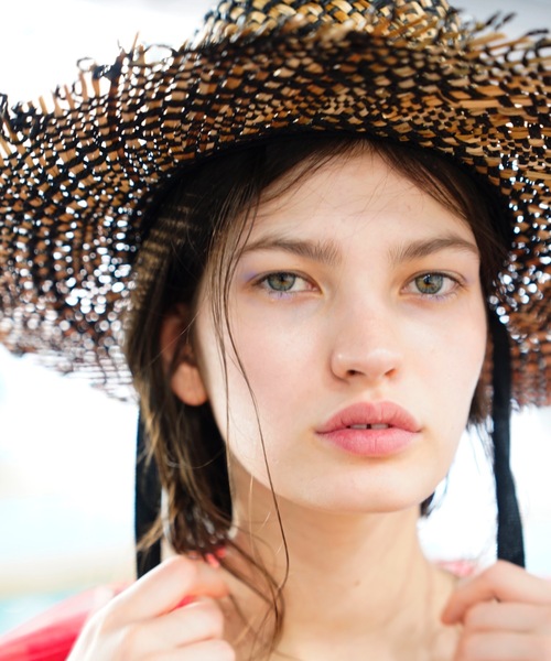 ORIENT MILLINERY(オリエント ミリナリー)の「MIXA【ミクサ】ラティス編みフリンジカノチェハット(ハット・レディース・ナチュラル/ブラック・FREE)」の11枚目の写真