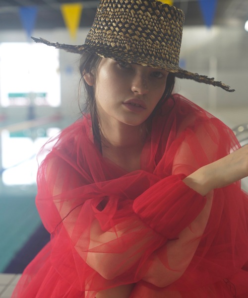 ORIENT MILLINERY(オリエント ミリナリー)の「MIXA【ミクサ】ラティス編みフリンジカノチェハット(ハット・レディース・ナチュラル/ブラック・FREE)」の15枚目の写真