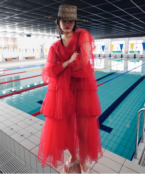 ORIENT MILLINERY(オリエント ミリナリー)の「MIXA【ミクサ】ラティス編みフリンジカノチェハット(ハット・レディース・ナチュラル/ブラック・FREE)」の6枚目の写真