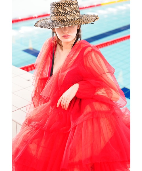 ORIENT MILLINERY(オリエント ミリナリー)の「MIXA【ミクサ】ラティス編みフリンジカノチェハット(ハット・レディース・ナチュラル/ブラック・FREE)」の16枚目の写真