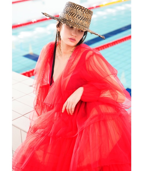 ORIENT MILLINERY(オリエント ミリナリー)の「MIXA【ミクサ】ラティス編みフリンジカノチェハット(ハット・レディース・ナチュラル/ブラック・FREE)」の17枚目の写真
