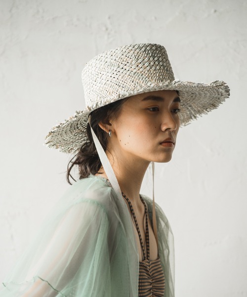 ORIENT MILLINERY（オリエント ミリナリー）の「MIXA【ﾐｸｻ】ラティス編みフリンジカノチェハット（ハット・レディース・ナチュラル/ブラック・FREE）」の8枚目の写真
