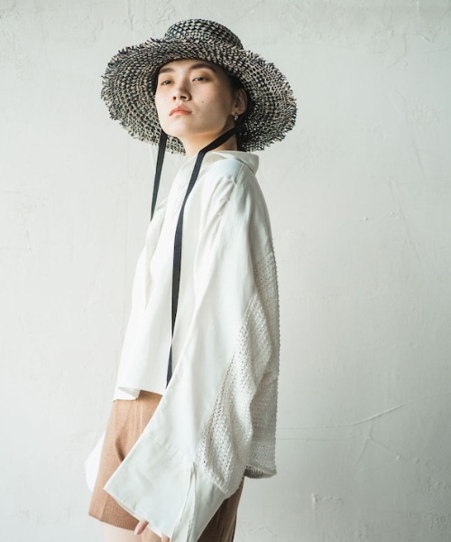 ORIENT MILLINERY（オリエント ミリナリー）の「MIXA【ﾐｸｻ】ラティス編みフリンジカノチェハット（ハット・レディース・ナチュラル/ブラック・FREE）」の22枚目の写真