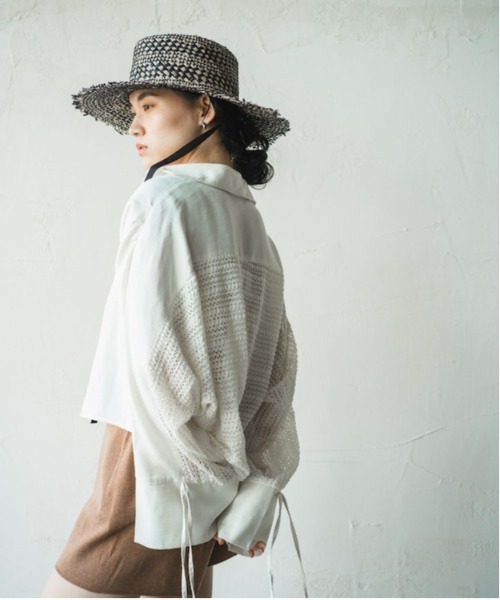 ORIENT MILLINERY（オリエント ミリナリー）の「MIXA【ﾐｸｻ】ラティス編みフリンジカノチェハット（ハット・レディース・ナチュラル/ブラック・FREE）」の19枚目の写真