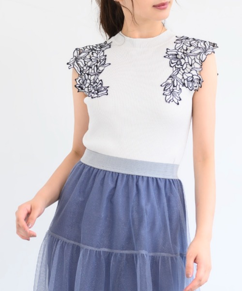 MISCH MASCH(ミッシュマッシュ)の「レースフレンチスリーブニット/MM438301(ニット/セーター・レディース・ホワイト/ベージュ/ブラック・フリ-)」の22枚目の写真