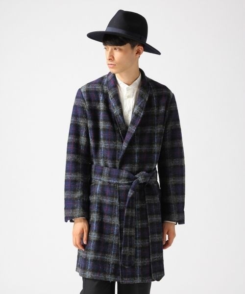 RAGEBLUE（レイジブルー）の「ウールチェックロングガウン/566838（その他アウター・メンズ・ブルー・FREE）」の13枚目の写真