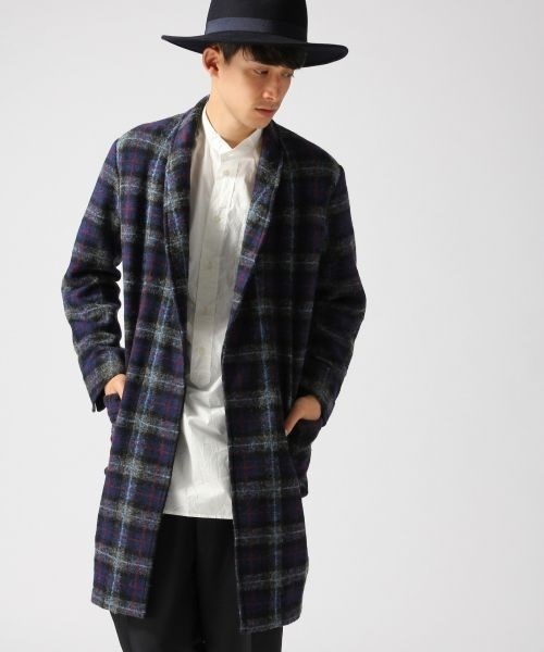 RAGEBLUE（レイジブルー）の「ウールチェックロングガウン/566838（その他アウター・メンズ・ブルー・FREE）」の14枚目の写真