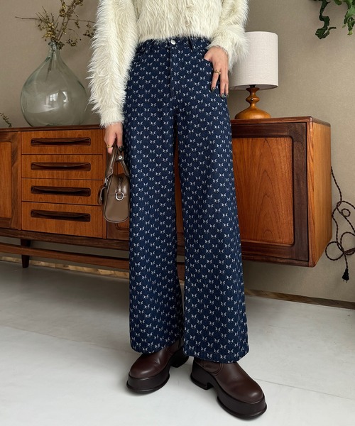 セール】ゆづき / リボンジャガードデニムパンツ made in INTER