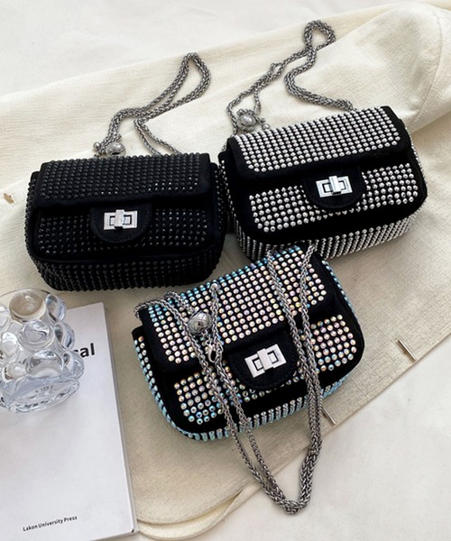 florist（フローリスト）の「ラインストーンフラップショルダーバッグ（クラッチバッグ・レディース・ブラック/シルバー/カラフル・FREE）」の4枚目の写真