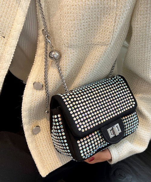 florist（フローリスト）の「ラインストーンフラップショルダーバッグ（クラッチバッグ・レディース・ブラック/シルバー/カラフル・FREE）」の7枚目の写真