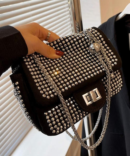 florist（フローリスト）の「ラインストーンフラップショルダーバッグ（クラッチバッグ・レディース・ブラック/シルバー/カラフル・FREE）」の9枚目の写真