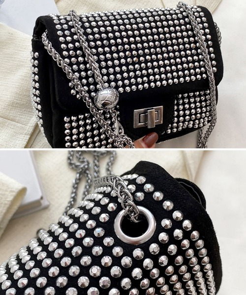 florist（フローリスト）の「ラインストーンフラップショルダーバッグ（クラッチバッグ・レディース・ブラック/シルバー/カラフル・FREE）」の12枚目の写真