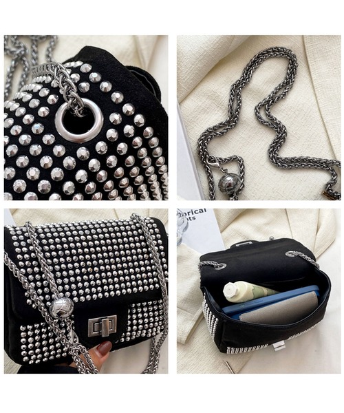 florist（フローリスト）の「ラインストーンフラップショルダーバッグ（クラッチバッグ・レディース・ブラック/シルバー/カラフル・FREE）」の13枚目の写真