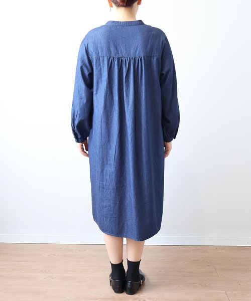 【セール】【L～6L 大きいサイズ】バンドカラーブロントピンタックワンピース（ワンピース）｜MB mint breeze（エムビーミントブリーズ）