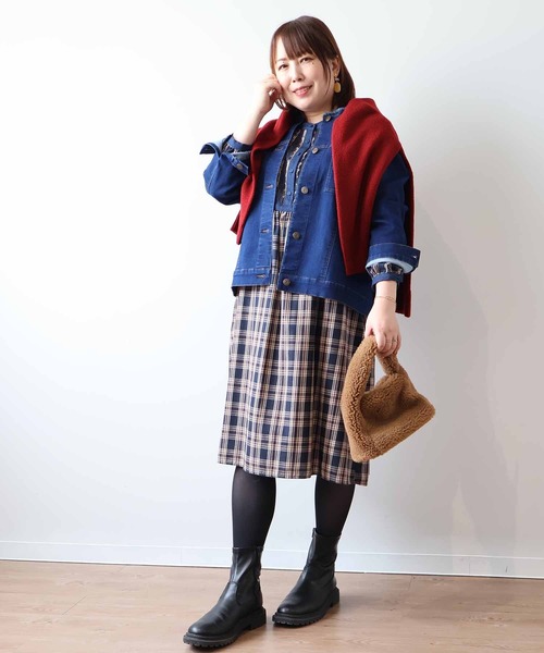 【セール】【L～6L 大きいサイズ】バンドカラーブロントピンタックワンピース（ワンピース）｜MB mint breeze（エムビーミントブリーズ）