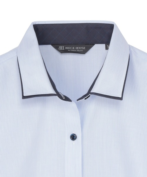 TOKYO SHIRTS（トウキョウシャツ）の「形態安定ノーアイロン ワイド 7分袖ビジネスワイシャツ（ビジネスシャツ・レディース・サックスブルー・L/LL/XL/S/M）」の3枚目の写真