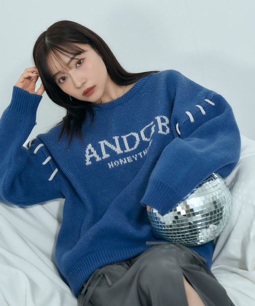 ANDGEEBEE（アンジービー）の「UNISEX ロゴカラーニット（ニット/セーター・レディース・レッド/ブルー・FREE）」の11枚目の写真