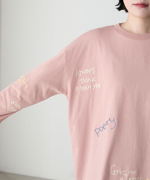 forksy.】ランダム落書きロゴ刺繍ロングTシャツ forksy.│MONO