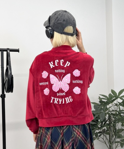 sevens（セブンズ）の「【sevens】蝶ベロアショートスカジャン