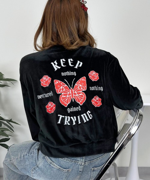 sevens（セブンズ）の「【sevens】蝶ベロアショートスカジャン