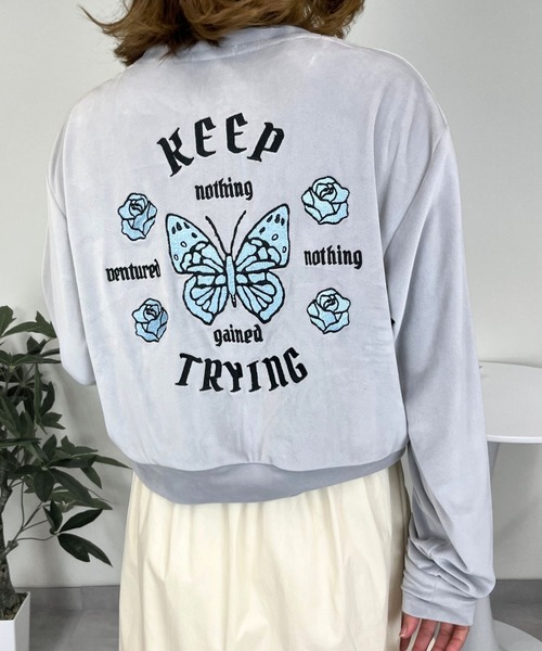 スカジャン　ペンペン草 sevens（セブンズ）の「【sevens】蝶ベロアショートスカジャン