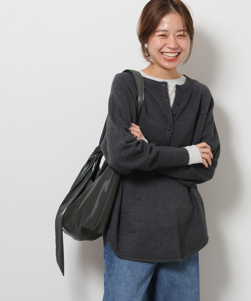 JOURNAL STANDARD relume（ジャーナルスタンダード　レリューム）の「《追加》ウールミックス2wayビッグプルオーバー（ニット/セーター・レディース・チャコールグレー/グレー/アイボリー/ライトグレー/モスグリーン/レッド・FREE）」の3枚目の写真