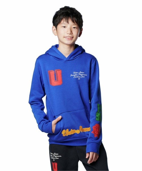 UNDER ARMOUR（アンダーアーマー）の「アンダーアーマー  UAアイコンフリース オンディスプレー フーディー（パーカー・キッズ・ブラック/ダークブルー・120cm/130cm/140cm/150cm/160cm）」の2枚目の写真