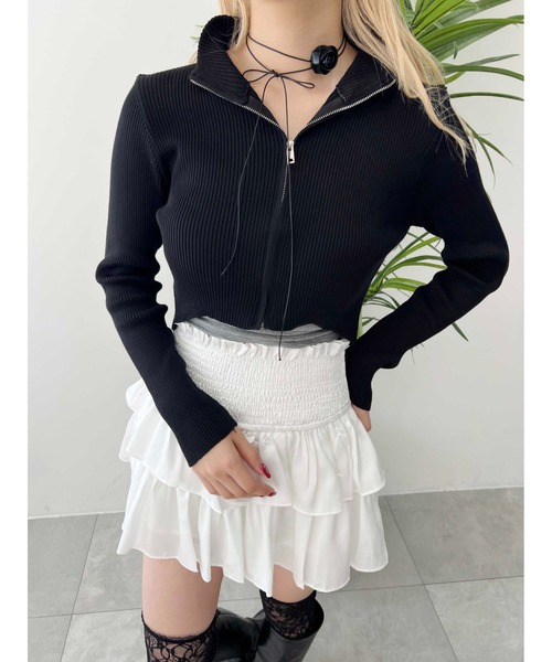 PHILLY（フィリー）の「【PHILLY】Wコンパクトジップカーディガン（カーディガン/ボレロ・レディース・グレー/ホワイト/ブラック・FREE）」の2枚目の写真