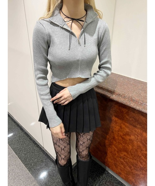 PHILLY（フィリー）の「【PHILLY】Wコンパクトジップカーディガン（カーディガン/ボレロ・レディース・グレー/ホワイト/ブラック・FREE）」の6枚目の写真