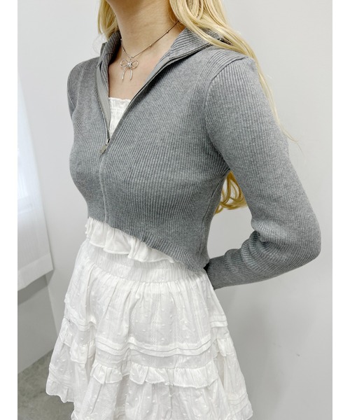 PHILLY（フィリー）の「【PHILLY】Wコンパクトジップカーディガン（カーディガン/ボレロ・レディース・グレー/ホワイト/ブラック・FREE）」の10枚目の写真