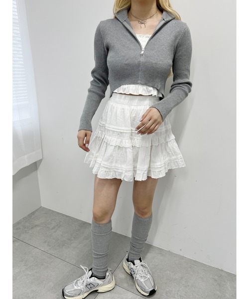 PHILLY（フィリー）の「【PHILLY】Wコンパクトジップカーディガン（カーディガン/ボレロ・レディース・グレー/ホワイト/ブラック・FREE）」の12枚目の写真