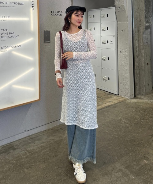 efill（エフィル）の「裾 フリンジ デニムパンツ（デニムパンツ・レディース・ダークブルー・S）」の9枚目の写真