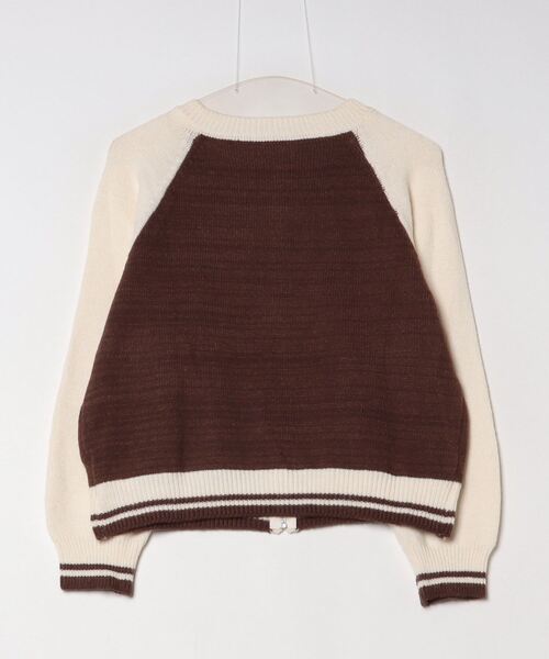 LYEON（リヨン）の「サガラ刺繍ジップアップニットブルゾン/ノーカラー配色ニットカーディガン（ブルゾン・レディース・ブラウン/ネイビー・FREE）」の10枚目の写真