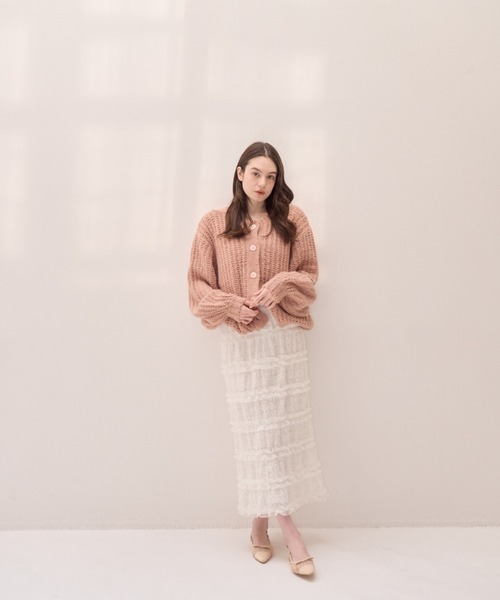muguet(ミュゲ)の「レースIラインスカート(裏地付き)(スカート・レディース・ホワイト/ブラック・MEDIUM/SMALL)」の3枚目の写真