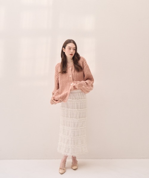 muguet(ミュゲ)の「レースIラインスカート(裏地付き)(スカート・レディース・ホワイト/ブラック・MEDIUM/SMALL)」の4枚目の写真