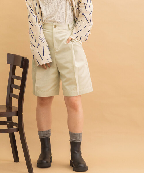 POU DOU DOU（プードゥドゥ）の「ワイドタックハーフパンツ（その他パンツ・レディース・キナリ/モカ/ダークグレー・M）」の2枚目の写真