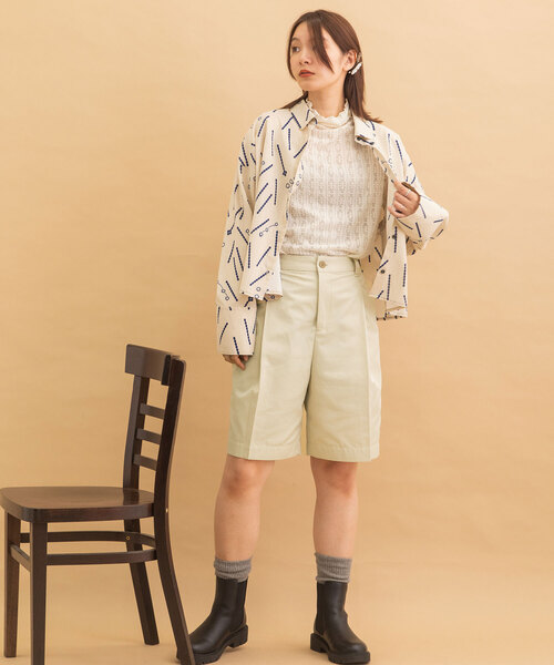 POU DOU DOU（プードゥドゥ）の「ワイドタックハーフパンツ（その他パンツ・レディース・キナリ/モカ/ダークグレー・M）」の13枚目の写真