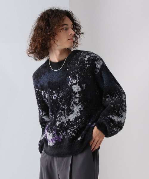 【黒 良品 キラキラ】即完売 HARE ラメアブストラクト ニット プルオーバー HARE（ハレ）の「ラメアブストラクトニットプルオーバー(HARE)（ニット